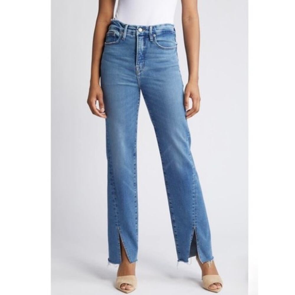Good American‎ Good Boy Twisted Slit Jeans 10/30 Light Wash Jeans